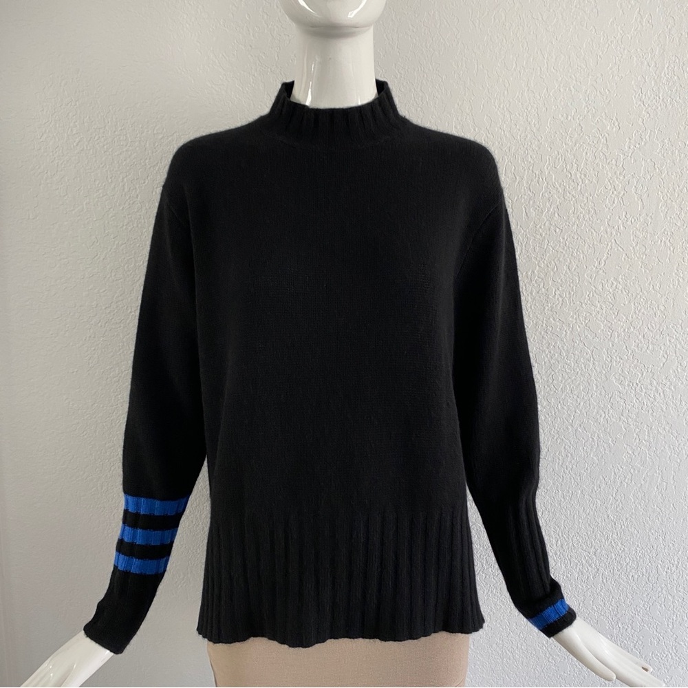 360 cashmere Black and Blue Striped Sweater